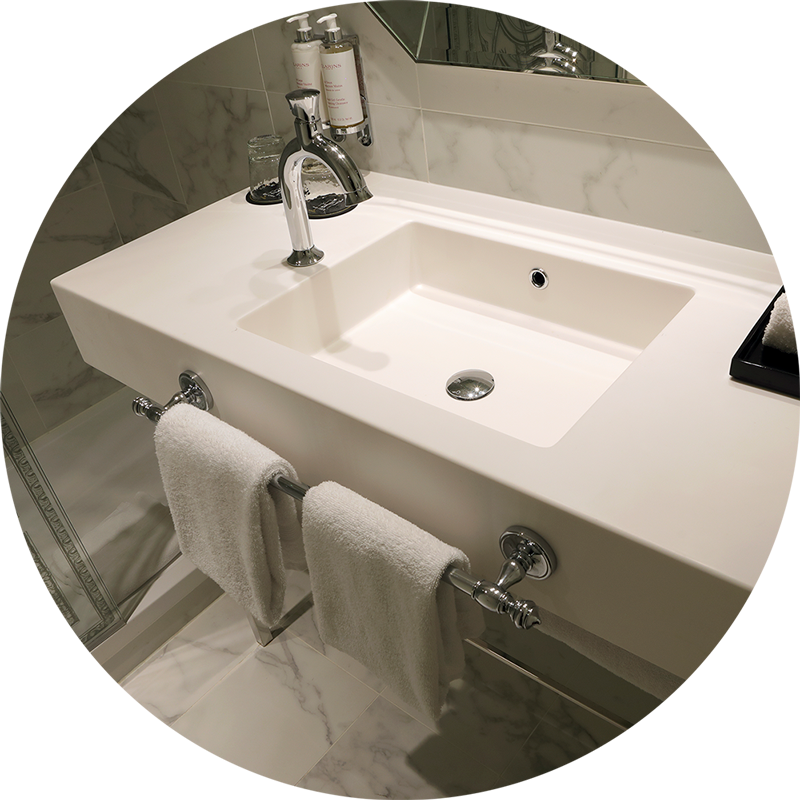 Lavabos, tables vasques, receveurs de douche, nos produits en pierre de synthèse